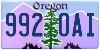 OR license plate 992OAI