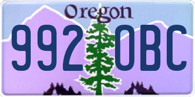 OR license plate 992OBC