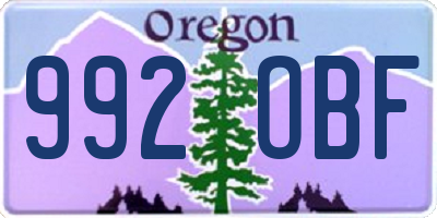 OR license plate 992OBF