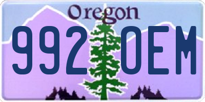 OR license plate 992OEM
