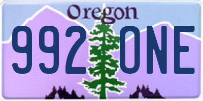 OR license plate 992ONE