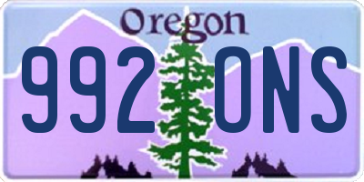 OR license plate 992ONS