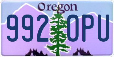 OR license plate 992OPU