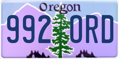 OR license plate 992ORD