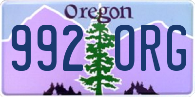 OR license plate 992ORG