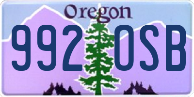 OR license plate 992OSB