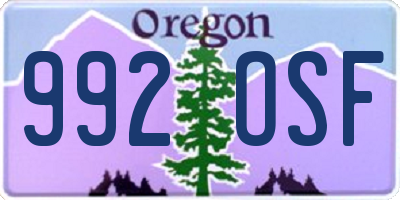 OR license plate 992OSF