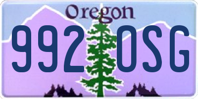 OR license plate 992OSG