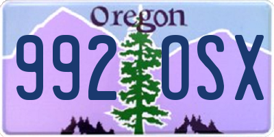 OR license plate 992OSX