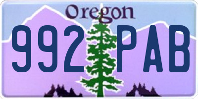 OR license plate 992PAB
