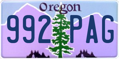 OR license plate 992PAG