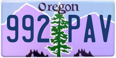 OR license plate 992PAV