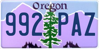 OR license plate 992PAZ
