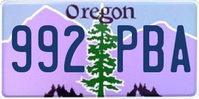 OR license plate 992PBA