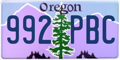 OR license plate 992PBC