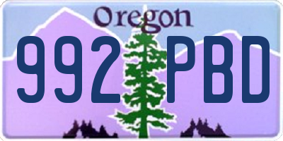 OR license plate 992PBD
