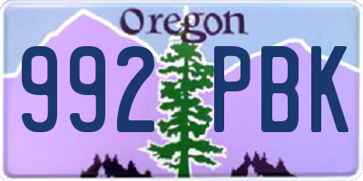 OR license plate 992PBK