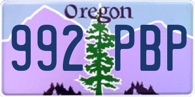 OR license plate 992PBP