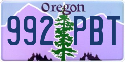 OR license plate 992PBT