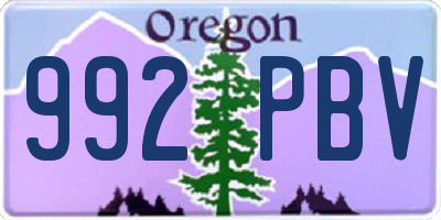 OR license plate 992PBV
