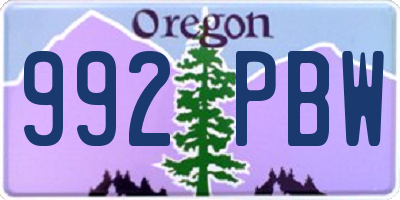 OR license plate 992PBW