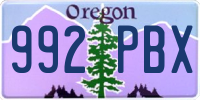 OR license plate 992PBX