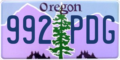 OR license plate 992PDG