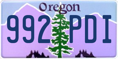 OR license plate 992PDI