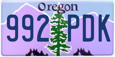 OR license plate 992PDK