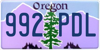 OR license plate 992PDL