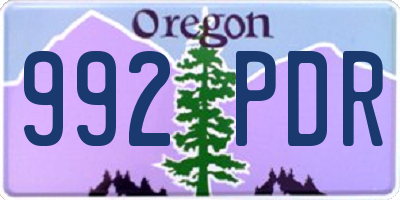 OR license plate 992PDR