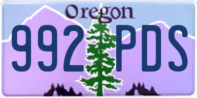 OR license plate 992PDS