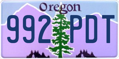 OR license plate 992PDT