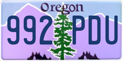 OR license plate 992PDU