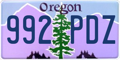 OR license plate 992PDZ