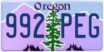OR license plate 992PEG
