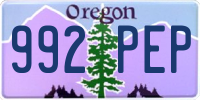 OR license plate 992PEP