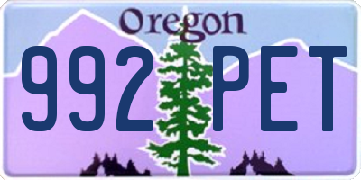 OR license plate 992PET