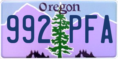 OR license plate 992PFA