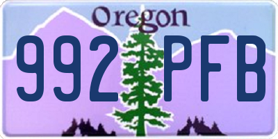 OR license plate 992PFB