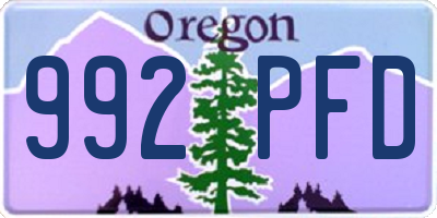 OR license plate 992PFD