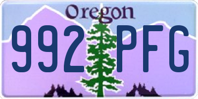 OR license plate 992PFG