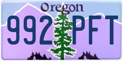 OR license plate 992PFT