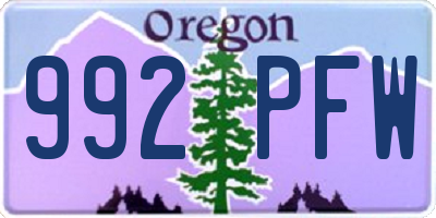 OR license plate 992PFW