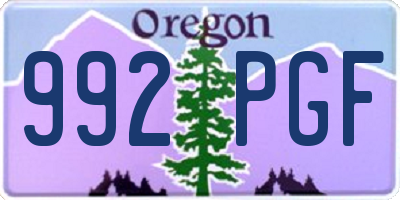 OR license plate 992PGF