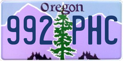 OR license plate 992PHC