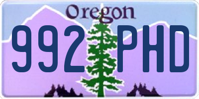 OR license plate 992PHD