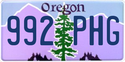 OR license plate 992PHG