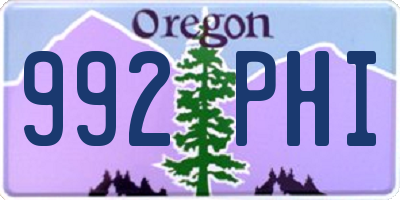 OR license plate 992PHI
