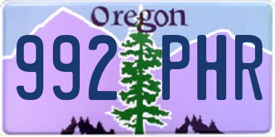 OR license plate 992PHR